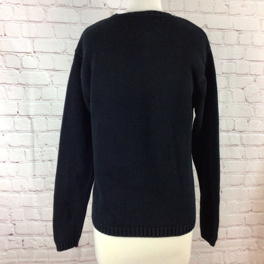 Nordstrom Navy Blue Long Sleeve Crew Neck Cotton Sweater - Size Medium - Picture 5 of 7